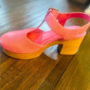 Charlotte Stone Flamingo Pink Clogs- worn just to try on once - shoe bag inside